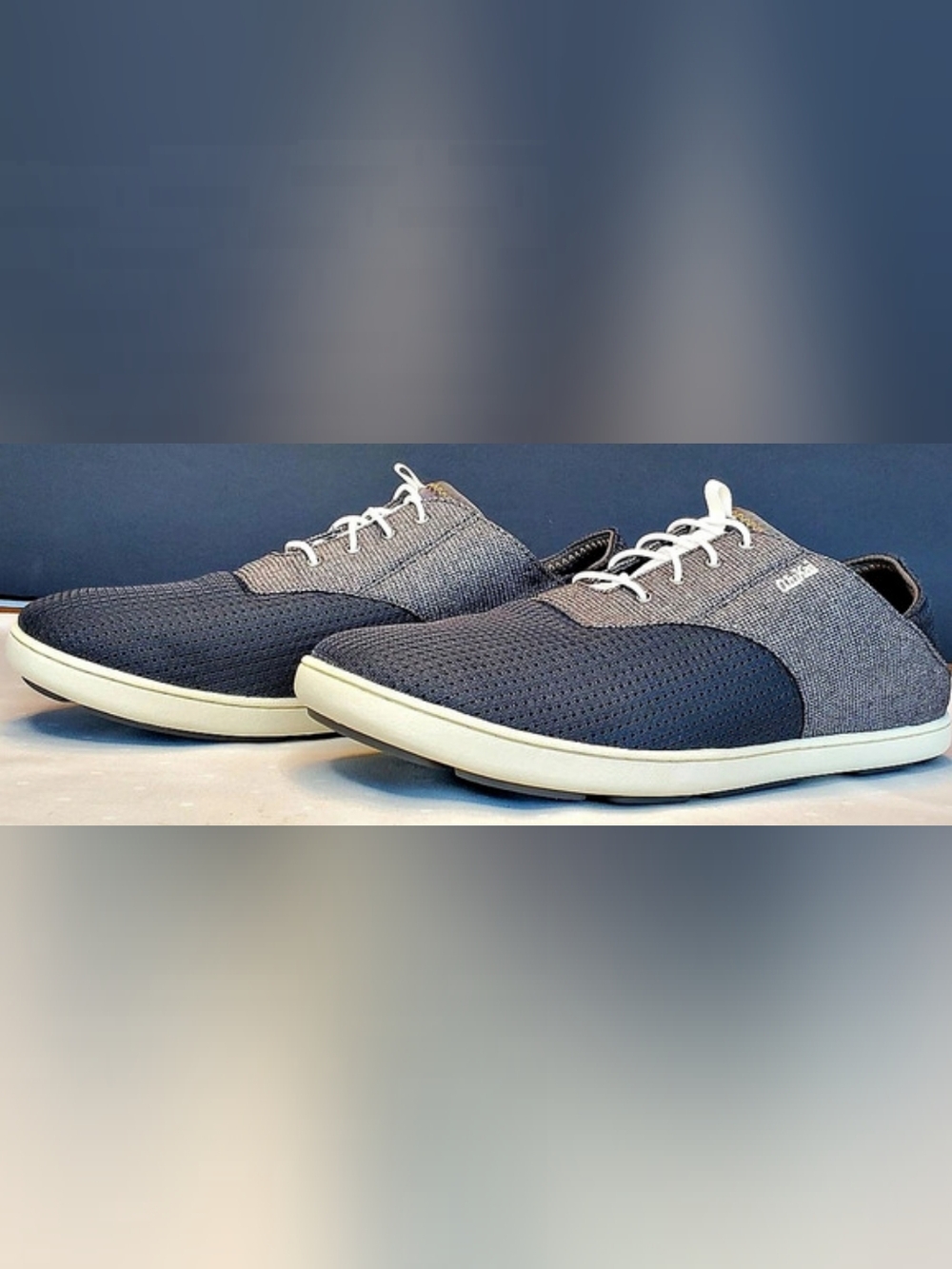 Olukai Nohea Moku Lace-Up Sneakers Blue & Gray Men's 9.5